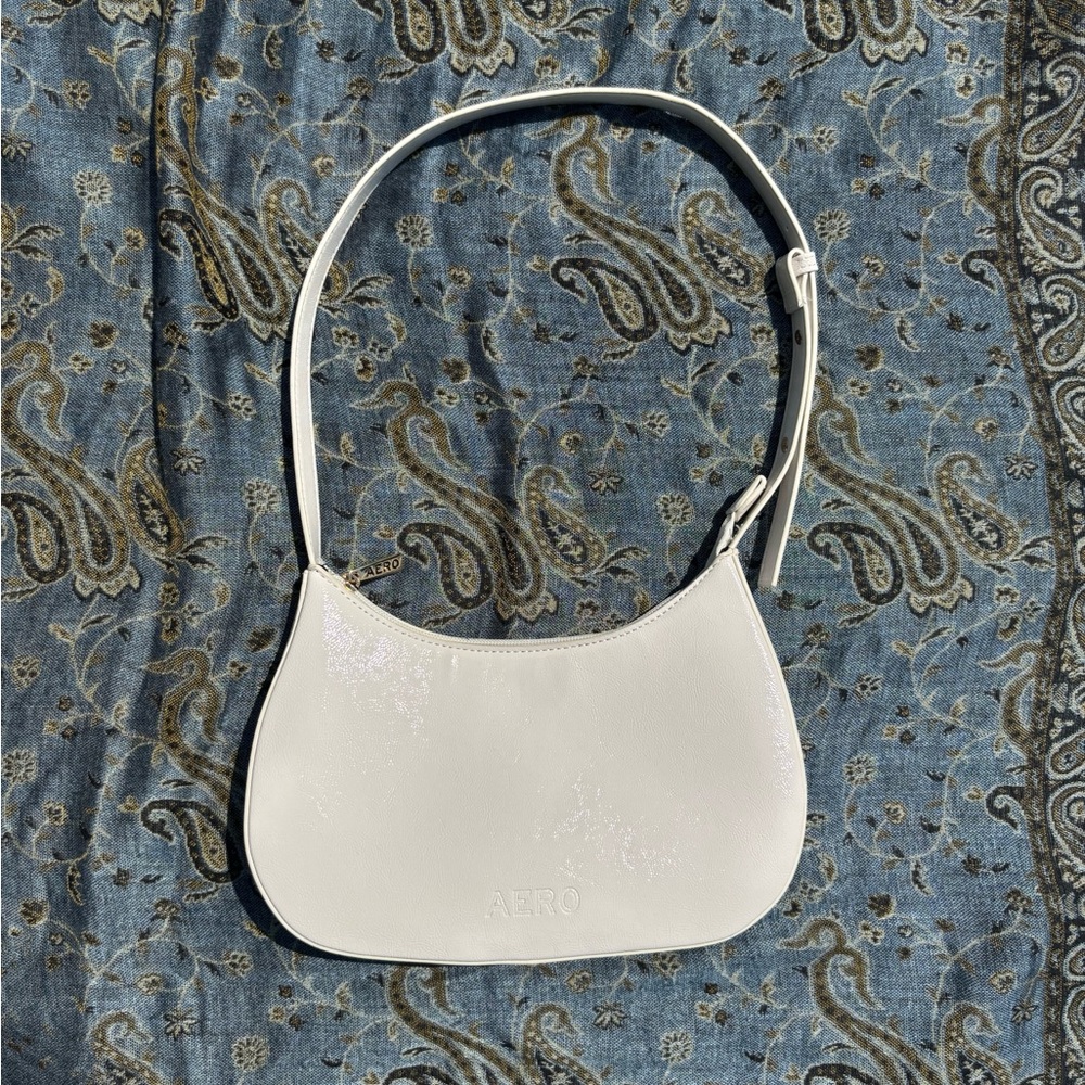 AERO Faux Leather White Shoulder Bag
